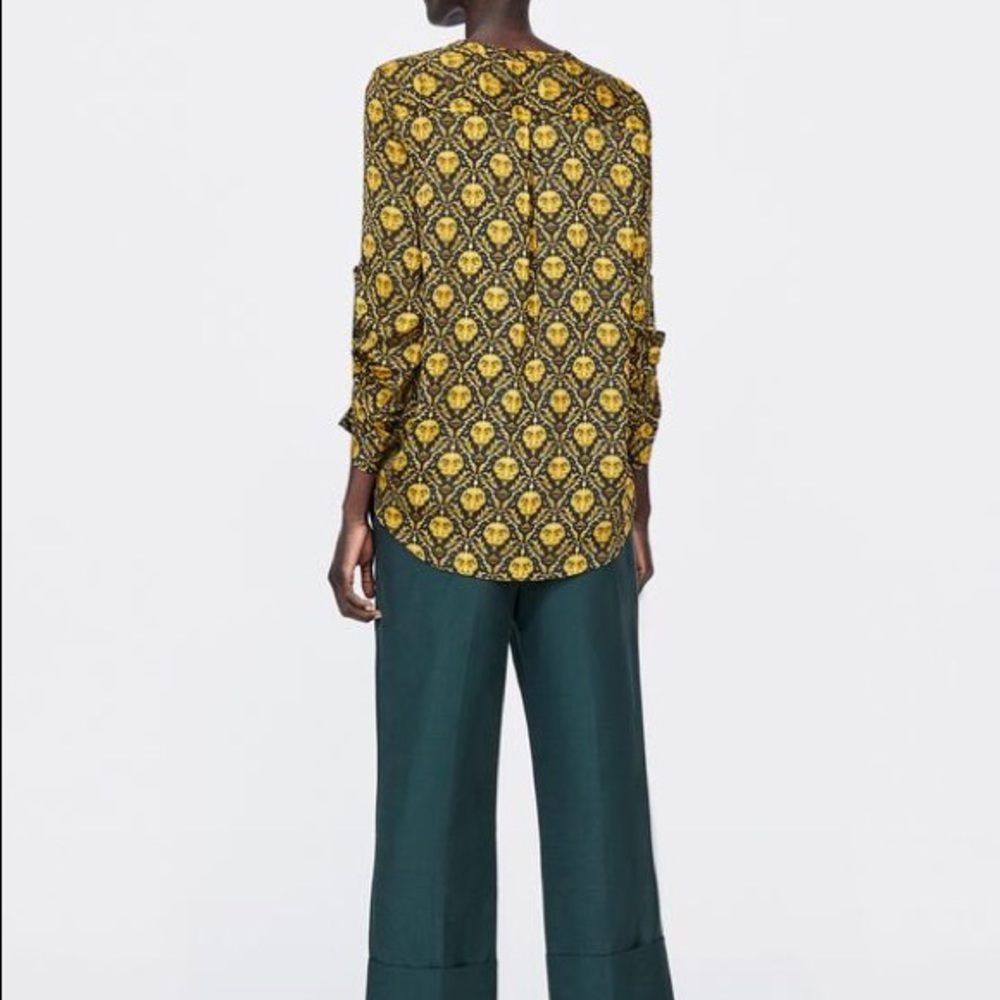 NWOT Zara Printed Long-sleeve Blouse - cute Print - Picture 4 of 8